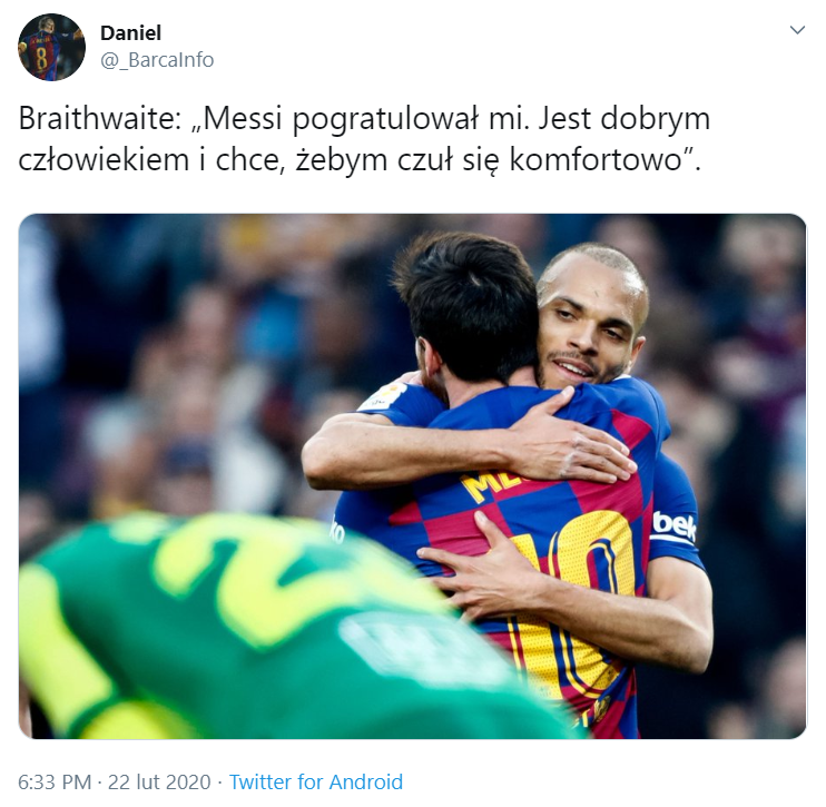 SŁOWA Braithwaite'a po zaliczeniu  DWÓCH ASYST w meczu z Eibar